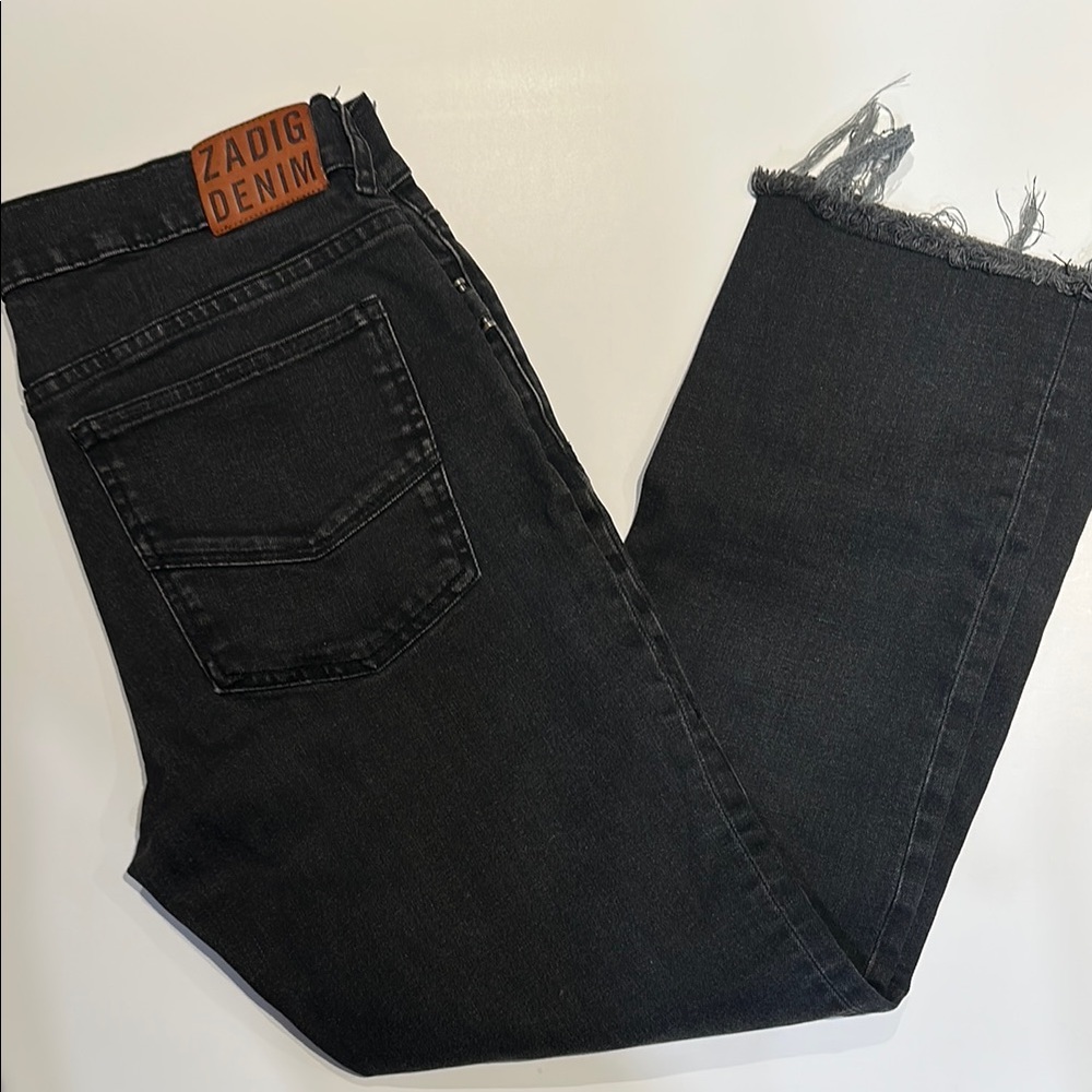 Zadig & Voltaire Black Skinny Jeans with Distressed Hem